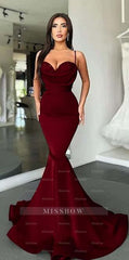 Mermaid Red Spaghetti Strap Sleeveless Sweetheart Formal Dress With Sequins