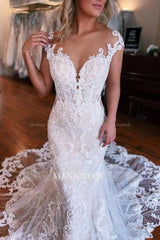 Mermaid Sweetheart Off-The-Shoulder Tulle Wedding Dresses with Lace
