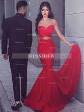 Mermaid Sweetheart Sleeveless With Ruched Satin Prom Evening Dresses