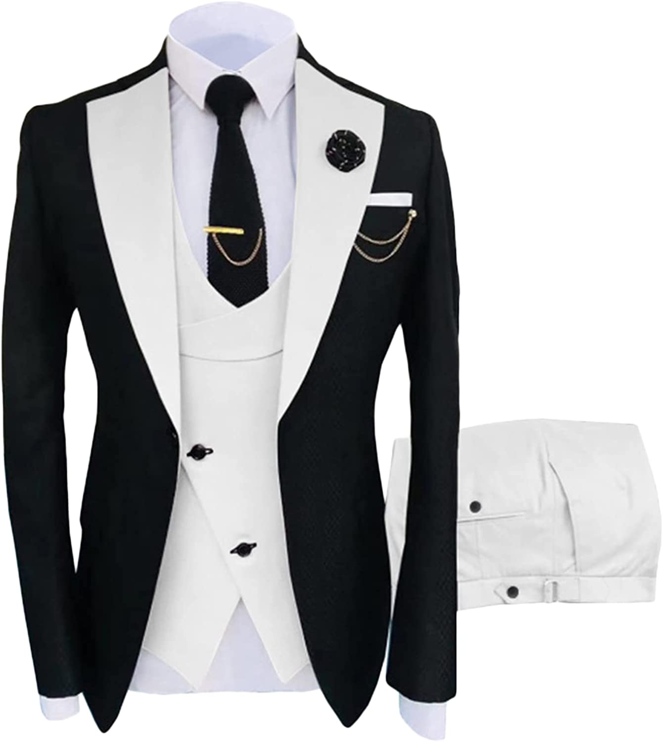 Minimalist Black Shawl Lapel Three-Piece Prom Suit