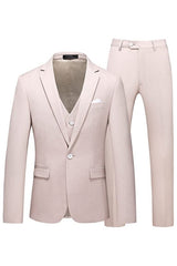 Minimalist Pale Pink Notched Lapel Three Piece Prom Ensemble