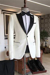Minimalist White Peaked Lapel Two-Piece Prom Suit