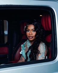Mint Mermaid Prom Dress Deep V Illusion Boned Corset Silver Radial Stripe Beading One Shoulder 3D Mint Satin Floral Bloom One Long Sheer Illusion Sleeve Silver Scroll Vine Lace Embroidery Sapphire Blue Rhinestone High Split Sweep Train Gown