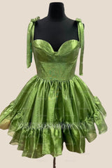 Misshow A-Line Kelly Green Short Homecoming Dress/Mini Dress with Bow