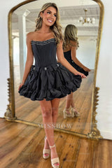 Misshow A Line Red Strapless Corset Short Homecoming Dress/Mini Dress With Bows
