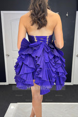 Misshow A-Line Royal Blue Sweetheart Short Homecoming Dress/Mini Dress with Ruffles