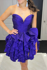 Misshow A-Line Royal Blue Sweetheart Short Homecoming Dress/Mini Dress with Ruffles