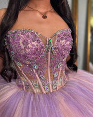 Misshow Ball Gown with Sweetheart Neckline & Lace Appliques Princess Formal Evening Party Dress for Quinceanera & Sweet 16