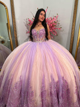 Misshow Ball Gown with Sweetheart Neckline & Lace Appliques Princess Formal Evening Party Dress for Quinceanera & Sweet 16