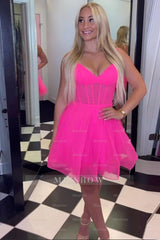 Misshow Black Corset A-Line Short Tulle Homecoming Dress/Mini Dress