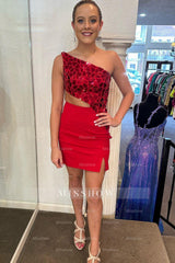 Misshow Black Mirror One Shoulder Tight Short Homecoming Dress/Mini Dress