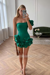 Misshow Black One Shoulder Ruffled Tight Short Homecoming Dress/Mini Dress