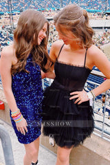 Misshow Black Ruffled Corset Short Homecoming Dress/Mini Dress