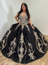 Misshow Black Tulle Ball Gown Off-Shoulder Lace Applique Princess Dress for Quinceanera & Sweet 16