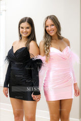 Misshow Blue Detachable Long Sleeves Tight Short Homecoming Dress/Mini Dress
