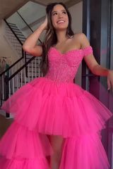 Misshow Blue High Low Homecoming Dress/Mini Dress with Lace