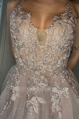 Misshow Blush A-Line Tulle Short Homecoming Dress/Mini Dress with Appliques