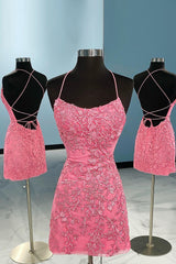 Misshow Coral Short Tight Homecoming Dress/Mini Dress with Lace Beading