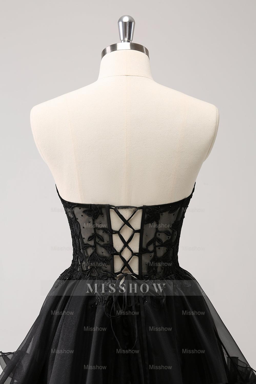 Misshow Cute Pink Strapless Corset A Line Tiered Short Homecoming Dress/Mini Dress