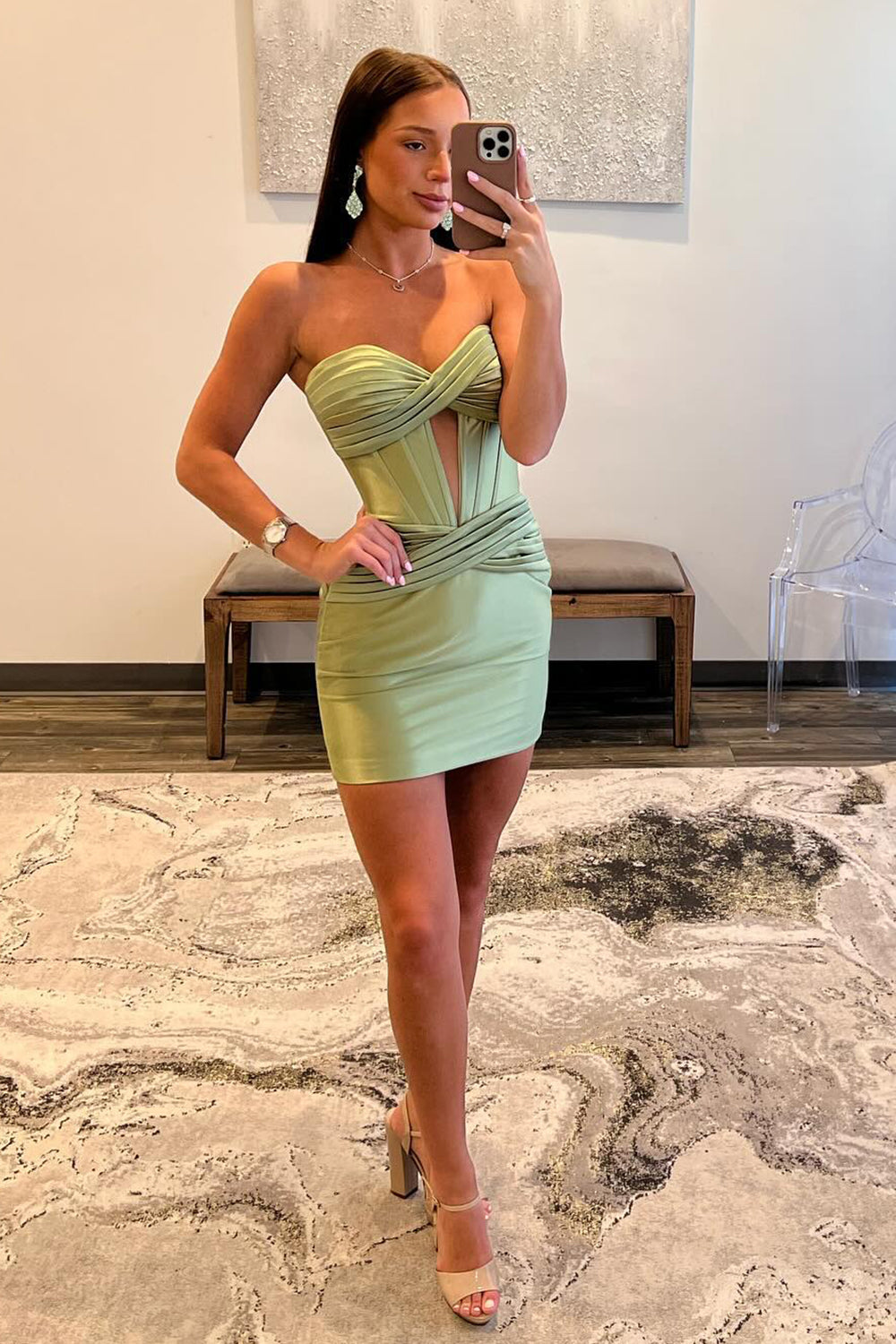 Misshow Dark Green Sweetheart Corset Tight Short Homecoming Dress/Mini Dress