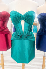 Misshow Dark Green Sweetheart Corset Tight Short Homecoming Dress/Mini Dress