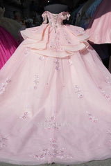 Misshow Exquisite Ball Gown Off-Shoulder Sleeveless Beaded Crystal Tulle Quinceanera Dress for Sweet 16 & Birthday Parties