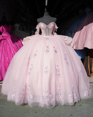 Misshow Exquisite Ball Gown Off-Shoulder Sleeveless Beaded Crystal Tulle Quinceanera Dress for Sweet 16 & Birthday Parties