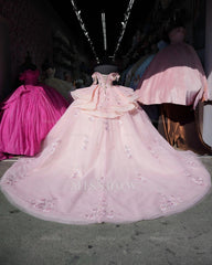 Misshow Exquisite Ball Gown Off-Shoulder Sleeveless Beaded Crystal Tulle Quinceanera Dress for Sweet 16 & Birthday Parties