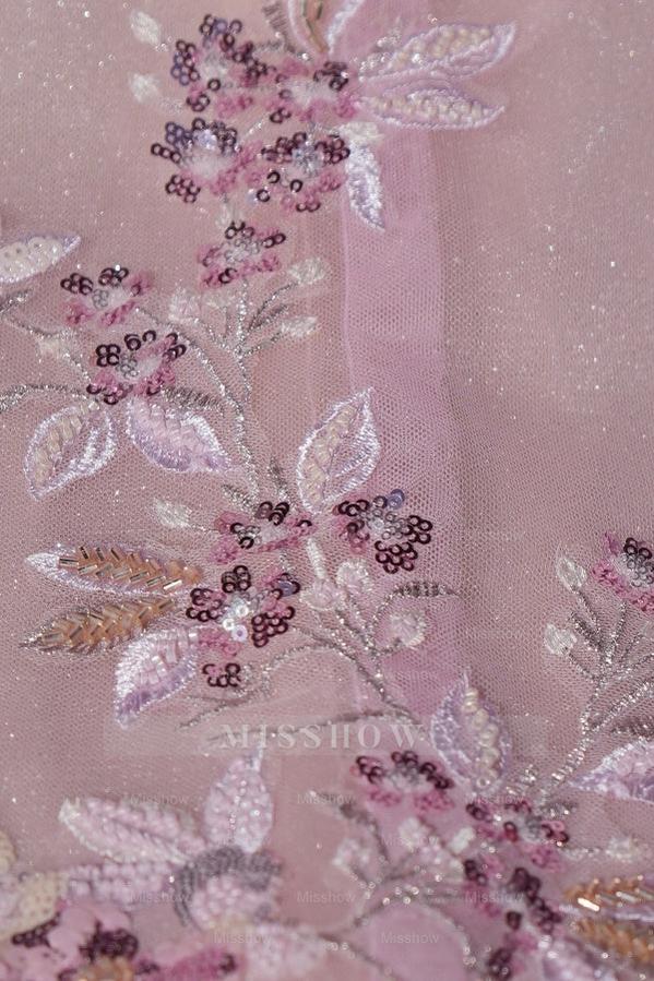 Misshow Exquisite Ball Gown Off-Shoulder Sleeveless Beaded Crystal Tulle Quinceanera Dress for Sweet 16 & Birthday Parties