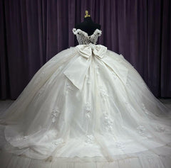 Misshow Exquisite Off-Shoulder Ball Gown with Floral Appliques & Beaded Tulle Quinceanera & Sweet 16 Formal Evening Dress
