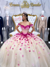 Misshow Exquisite Off-Shoulder Ball Gown with Floral Appliques & Beaded Tulle for Quinceanera or Sweet 16