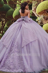 Misshow Exquisite Purple Quinceanera Dress Sweetheart Neckline Beaded 3D Flower Appliques & Lace-Up Bow Ball Gown for Sweet 16 & Special Occasions