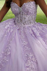 Misshow Exquisite Purple Quinceanera Dress Sweetheart Neckline Beaded 3D Flower Appliques & Lace-Up Bow Ball Gown for Sweet 16 & Special Occasions