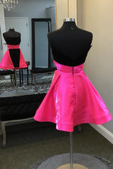 Misshow Fuchsia And Black Sweetheart A Line Homecoming Dress/Mini Dress