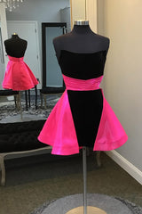 Misshow Fuchsia And Black Sweetheart A Line Homecoming Dress/Mini Dress