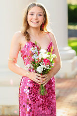 Misshow Fuchsia Mirror Spaghetti Straps Tight Short Homecoming Dress/Mini Dress