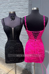 Misshow Fuchsia Spaghetti Straps Tight Corset Short Homecoming Dress/Mini Dress