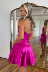 Misshow Fuchsia Strapless Corset A Line Short Homecoming Dress/Mini Dress