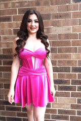 Misshow Fuchsia Sweetheart Corset A Line Short Homecoming Dress/Mini Dress