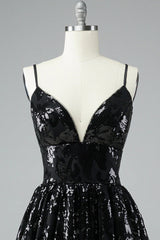 Misshow Glitter Black Lace Sequins Homecoming Dress/Mini Dress
