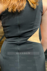 Misshow Glitter Black One Shoulder Cut Out Tight Short Homecoming Dress/Mini Dress