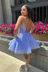 Misshow Glitter Lavender Corset Lace A-Line Short Homecoming Dress/Mini Dress