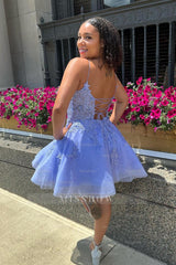 Misshow Glitter Lavender Corset Lace A-Line Short Homecoming Dress/Mini Dress