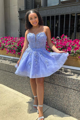 Misshow Glitter Lavender Corset Lace A-Line Short Homecoming Dress/Mini Dress