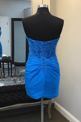 Misshow Glitter Royal Blue Corset Tight Short Homecoming Dress/Mini Dress with Lace