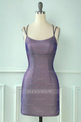 Misshow Glitter Tight Purple Homecoming Dress/Mini Dress