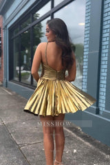 Misshow Golden A Line Halter Short Homecoming Dress/Mini Dress