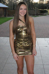 Misshow Golden Tiered Short Tight Homecoming Dress/Mini Dress
