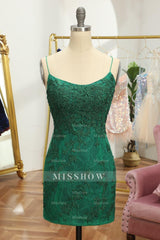 Misshow Green Lace Tight Homecoming Dress/Mini Dress