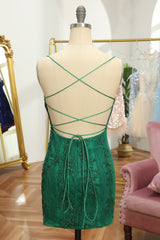 Misshow Green Lace Tight Homecoming Dress/Mini Dress